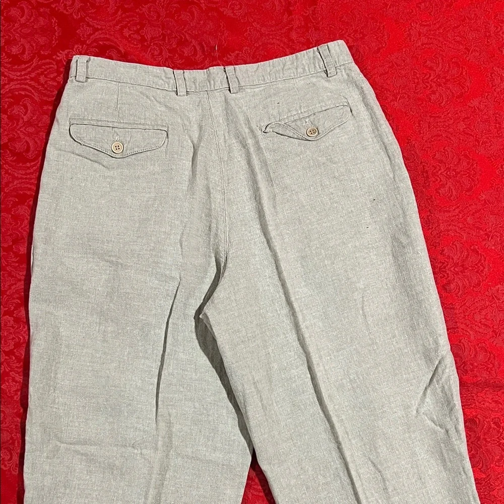 Claiborne Men's Linen Cotton Pleated Khaki Pants 34x31 Classic Dress Casual